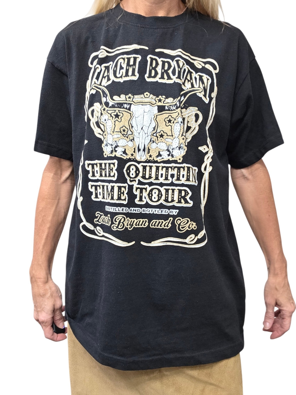 Zach Bryan Quittin Time Tour 2024 Concert T Shirt Black Graphic Tee Size L - Picture 2 of 7